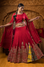 Heavy Embroidered Lahenga with Matching Potli Bag