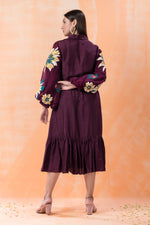 Sacred Suta Designer Dress with Hand Painted Puffed Sleeves