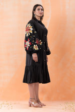 Sacred Suta Designer Dress with Hand Painted Puffed Sleeves