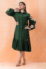 Sacred Suta Designer Dress with Hand Painted Puffed Sleeves