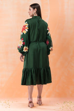 Sacred Suta Designer Dress with Hand Painted Puffed Sleeves