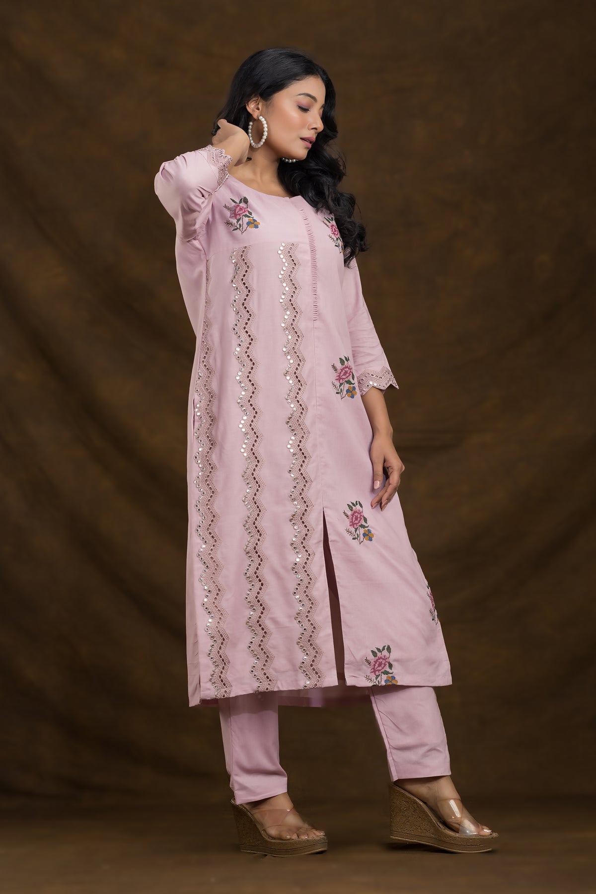 Embroidered Cotton Kurta Set for Women