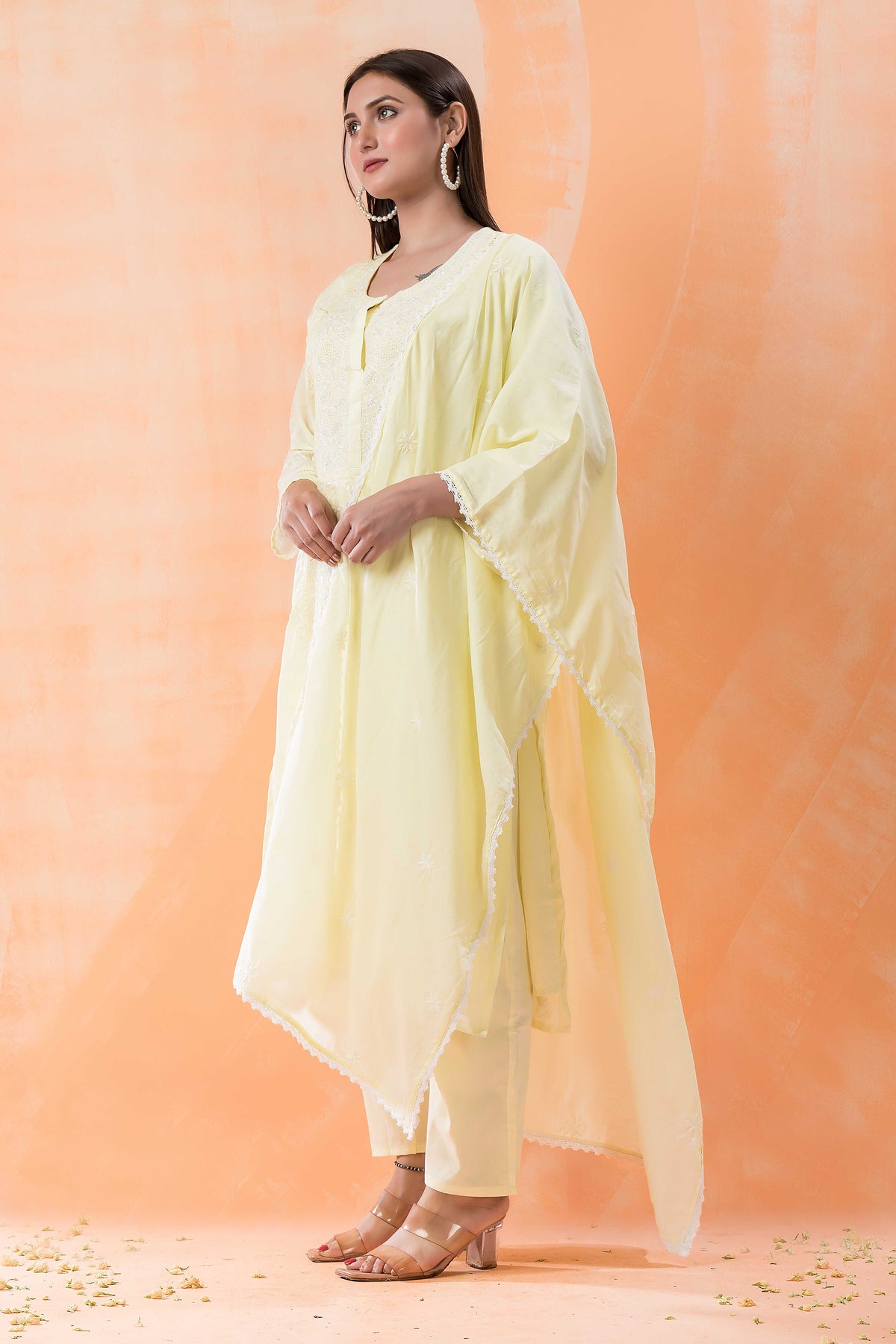 Sacred Suta Embroidered Mulmul Kurta set_Basra Collection