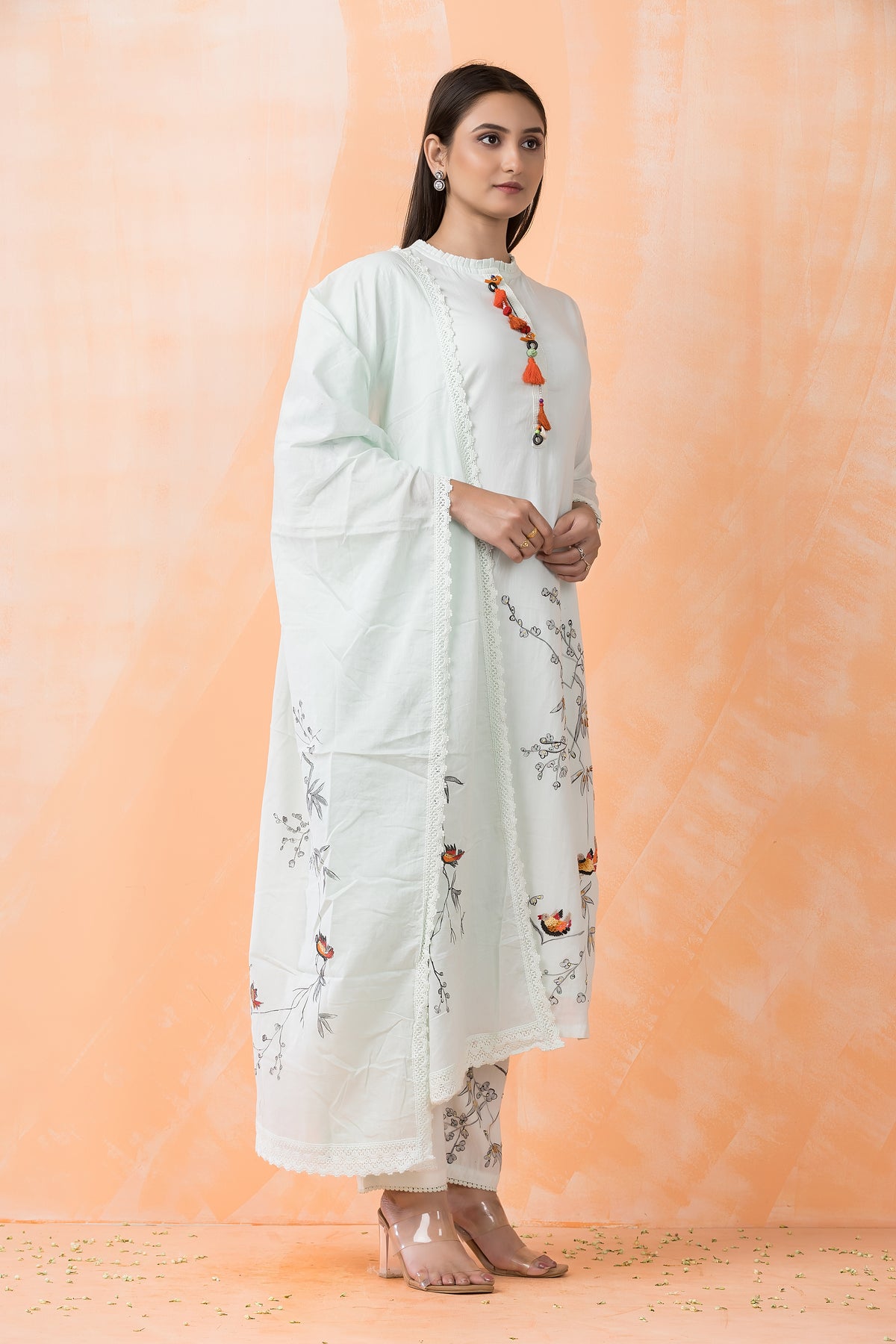 Sacred Suta Embroidered Cotton Kurta-Pant Dupatta Set