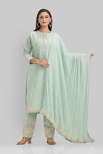 Embroidered Cotton Kurta-Pant-Dupatta Set