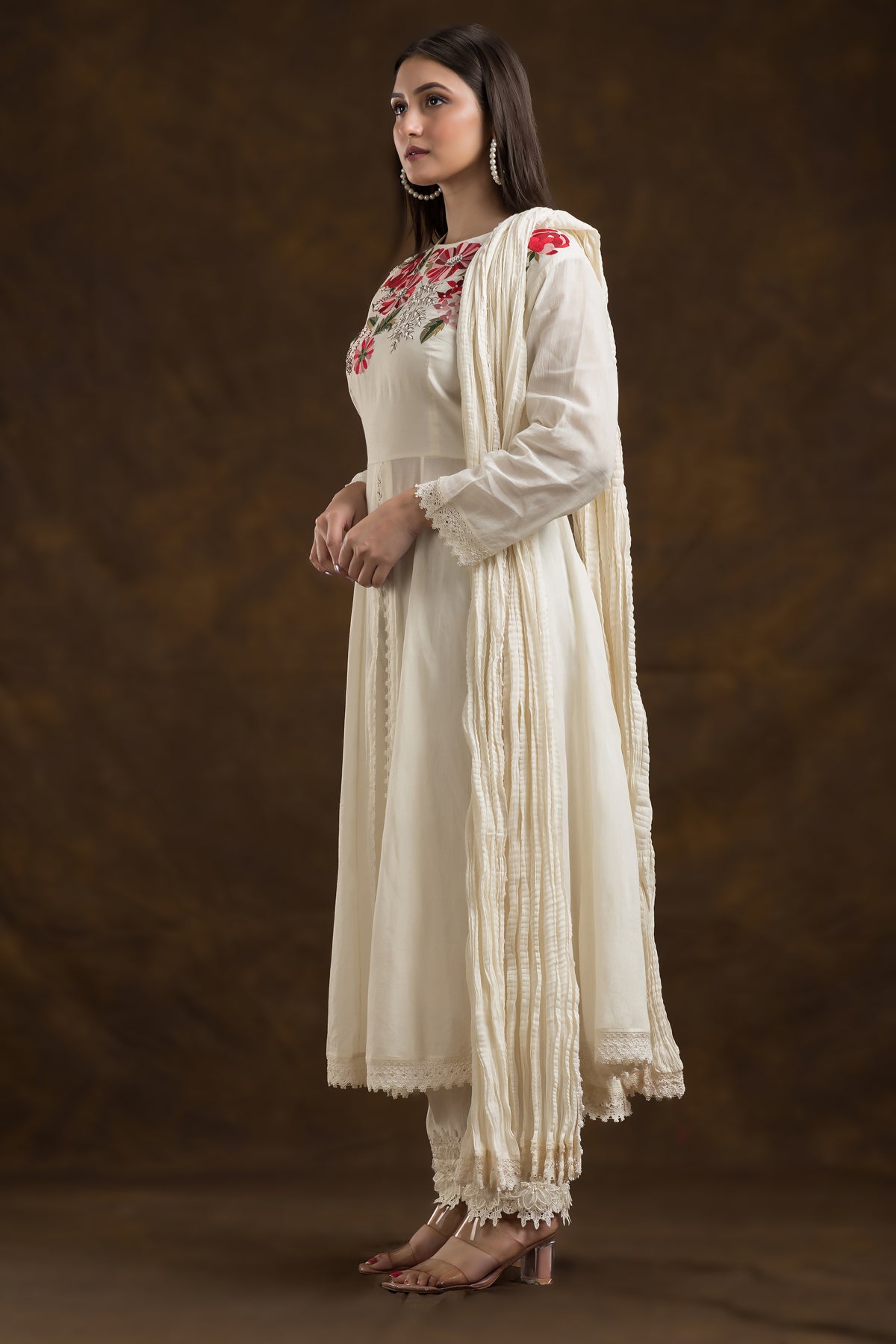 Designer Muslin Kurta-Pant-Dupatta Set