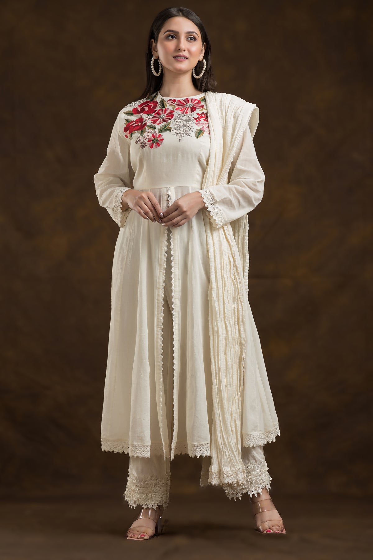 Designer Muslin Kurta-Pant-Dupatta Set