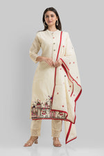 Designer Kora jacquard Kurta-Pant-Dupatta Set