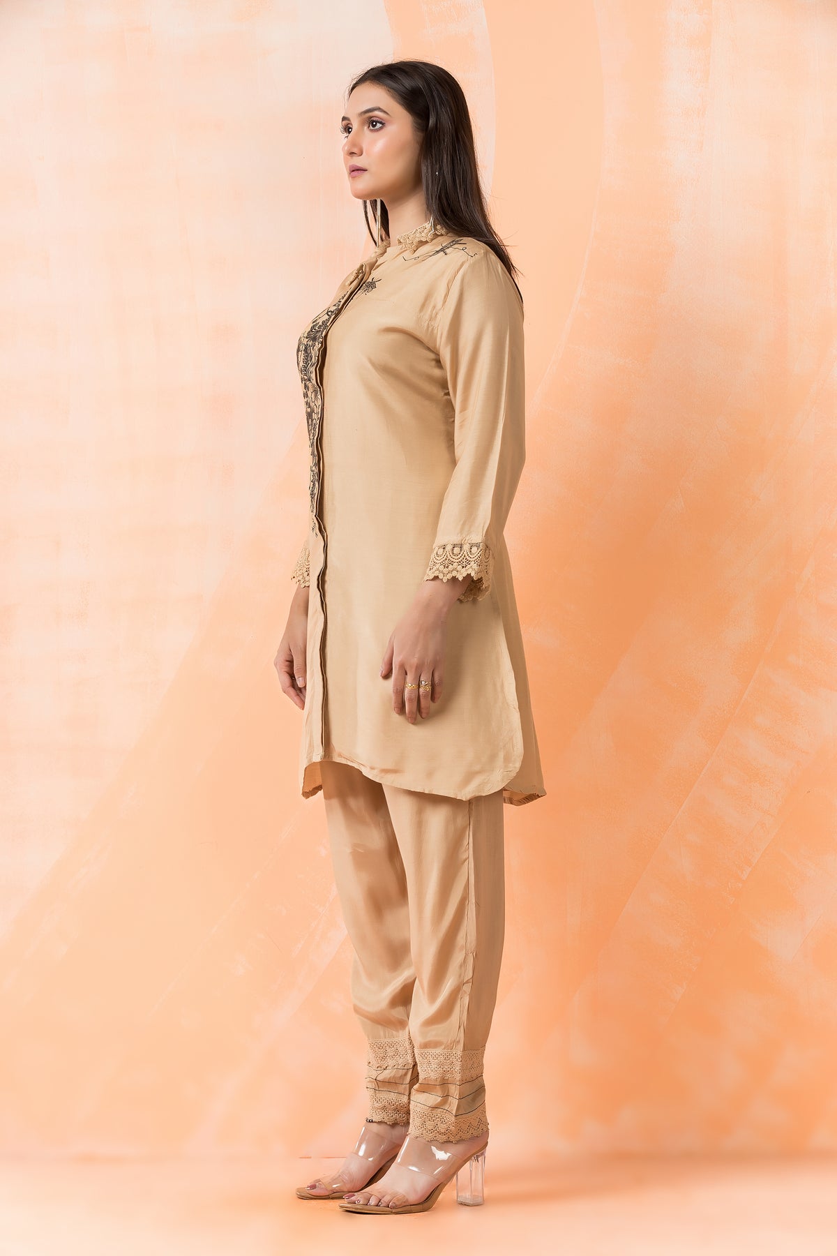 Designer Hand Painted Camric Kurta-Pant Set