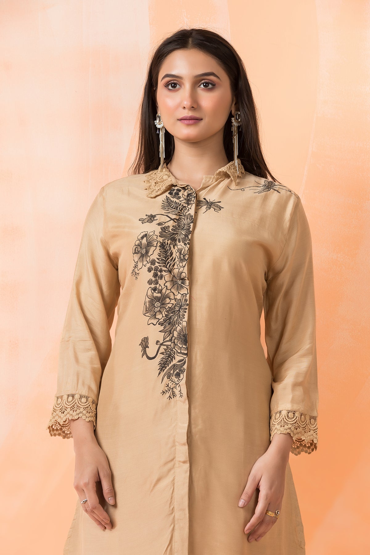 Designer Hand Painted Camric Kurta-Pant Set