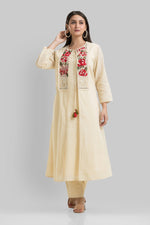 Designer Mulmul Kurta Pant Set with Jacket