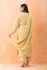 Hand Painted Kurti with jacquard Pant and Dupatta