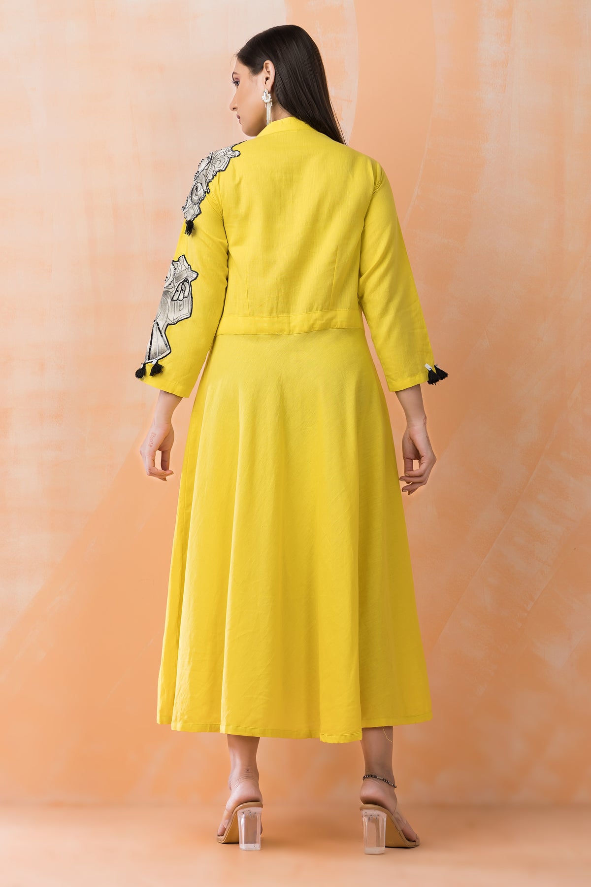 Sacred Suta Cotton Frock with Hand-painted Applique work