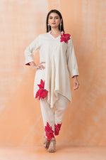 Cotton Kurti-Pant Set with Flower Buta