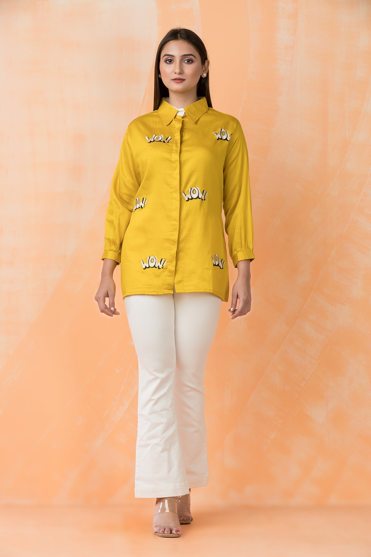 Sacred Suta Embroidered Shirt Collar Top