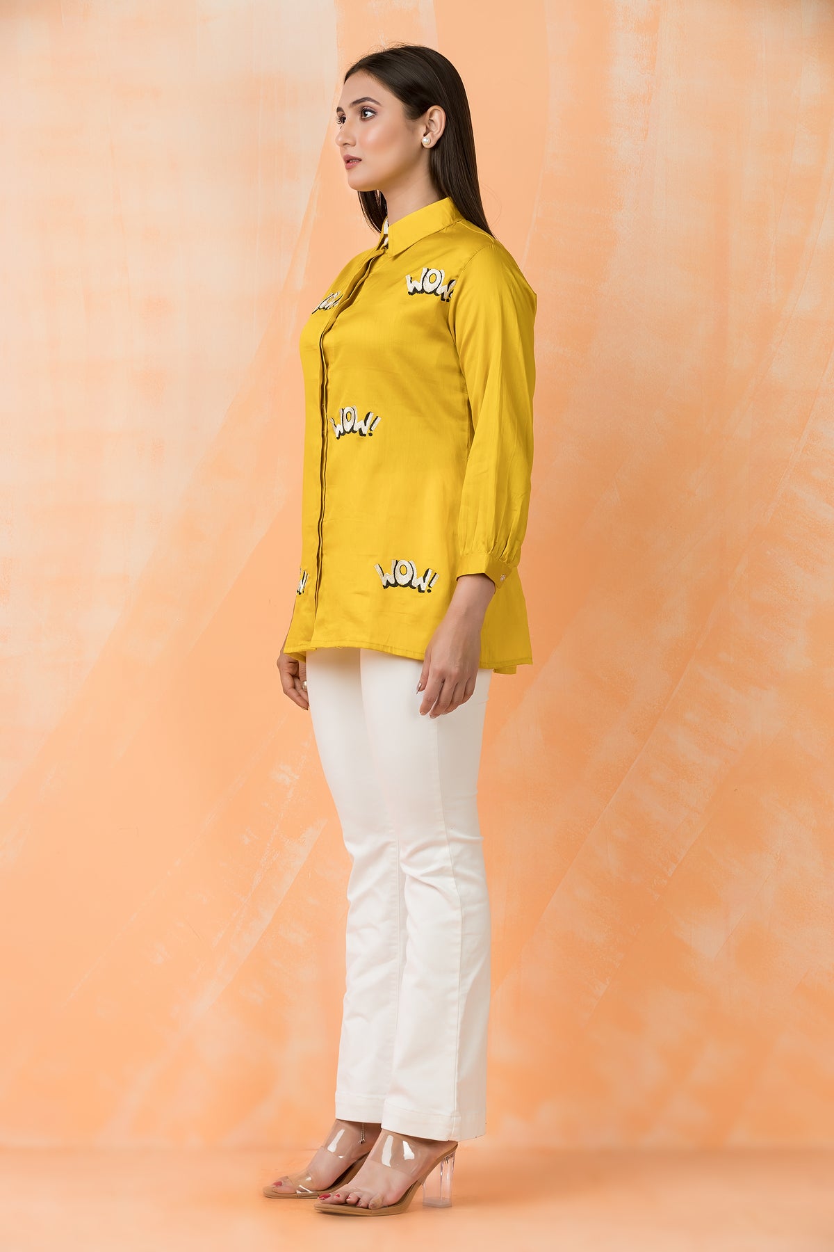 Sacred Suta Embroidered Shirt Collar Top