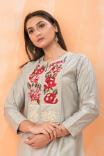 Embroidered Silk Kurta-PantSet