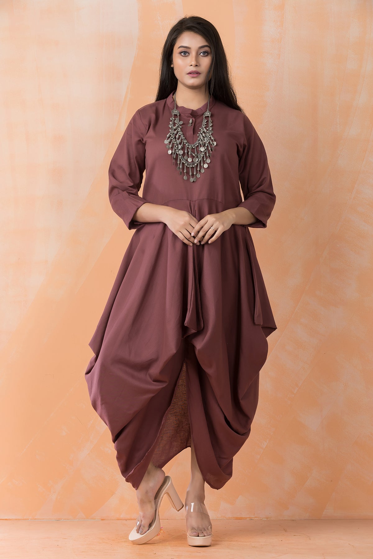 Cotton Gown with Neckpiece