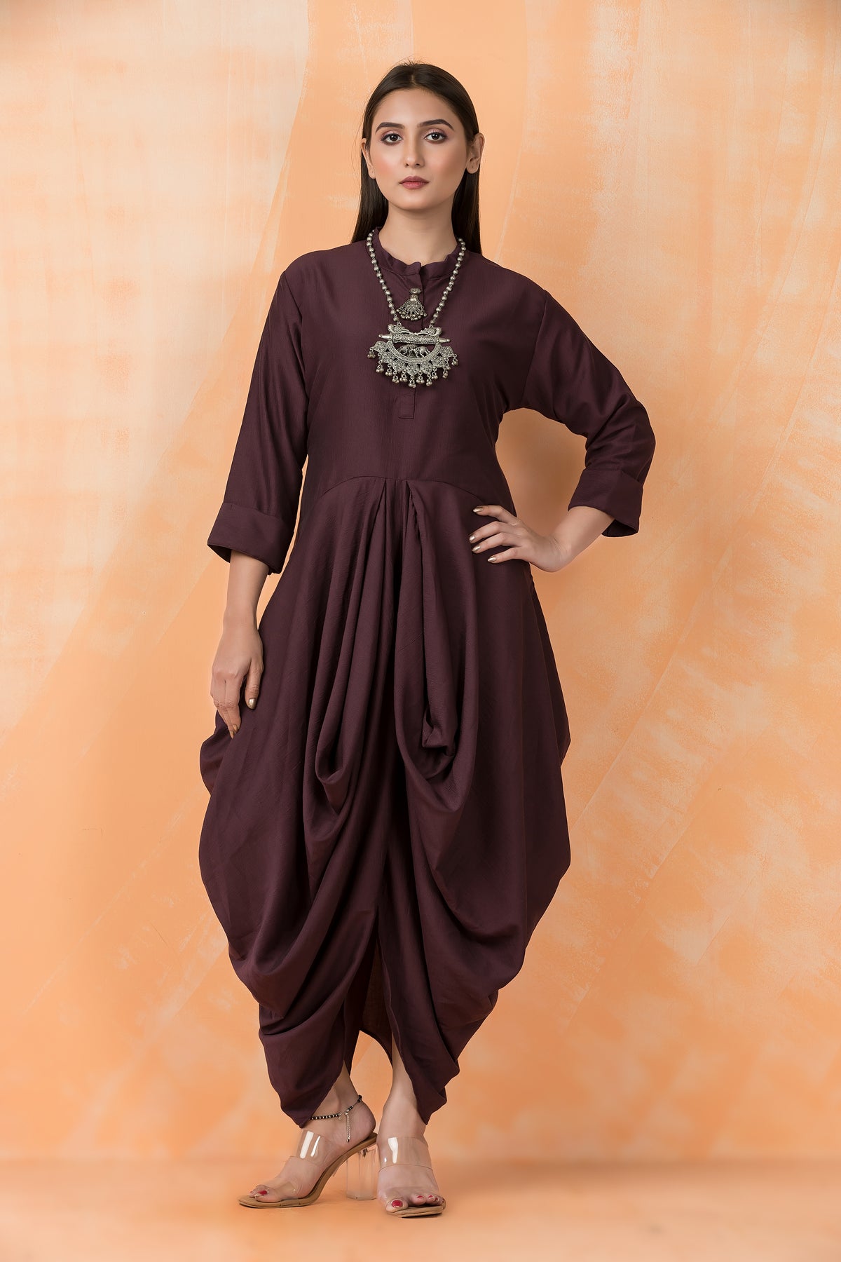 Cotton Gown with Neckpiece
