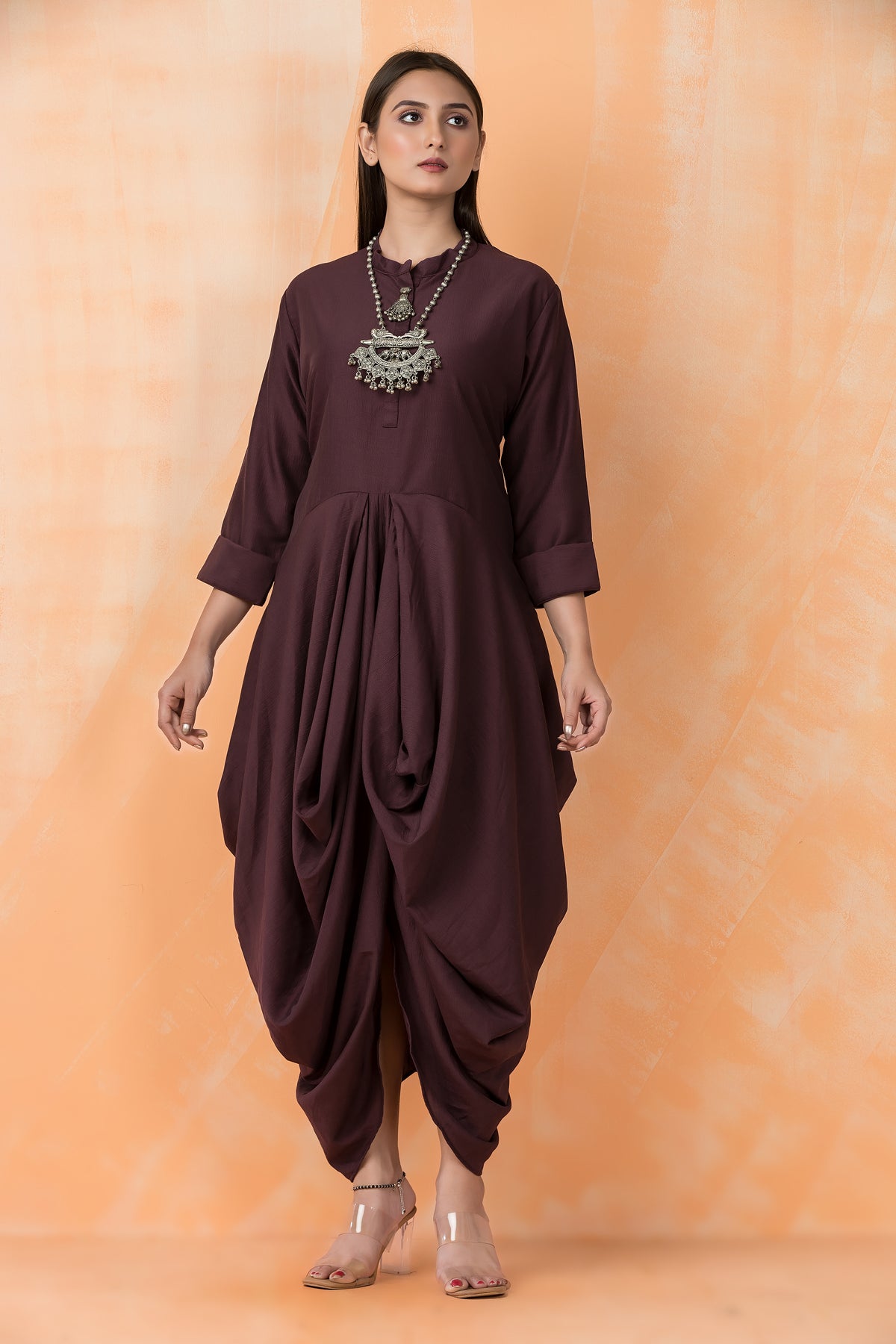 Cotton Gown with Neckpiece