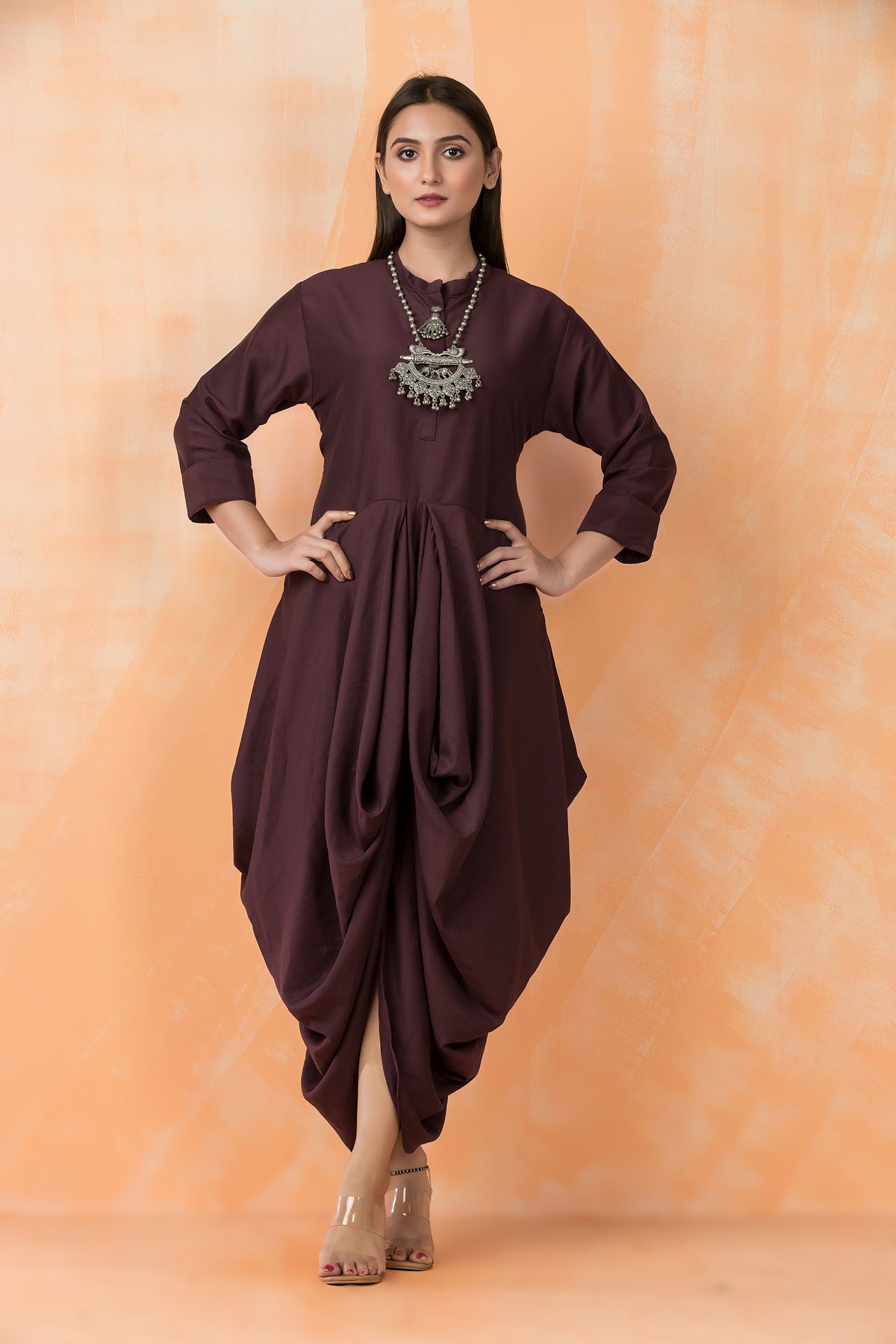 Cotton Gown with Neckpiece