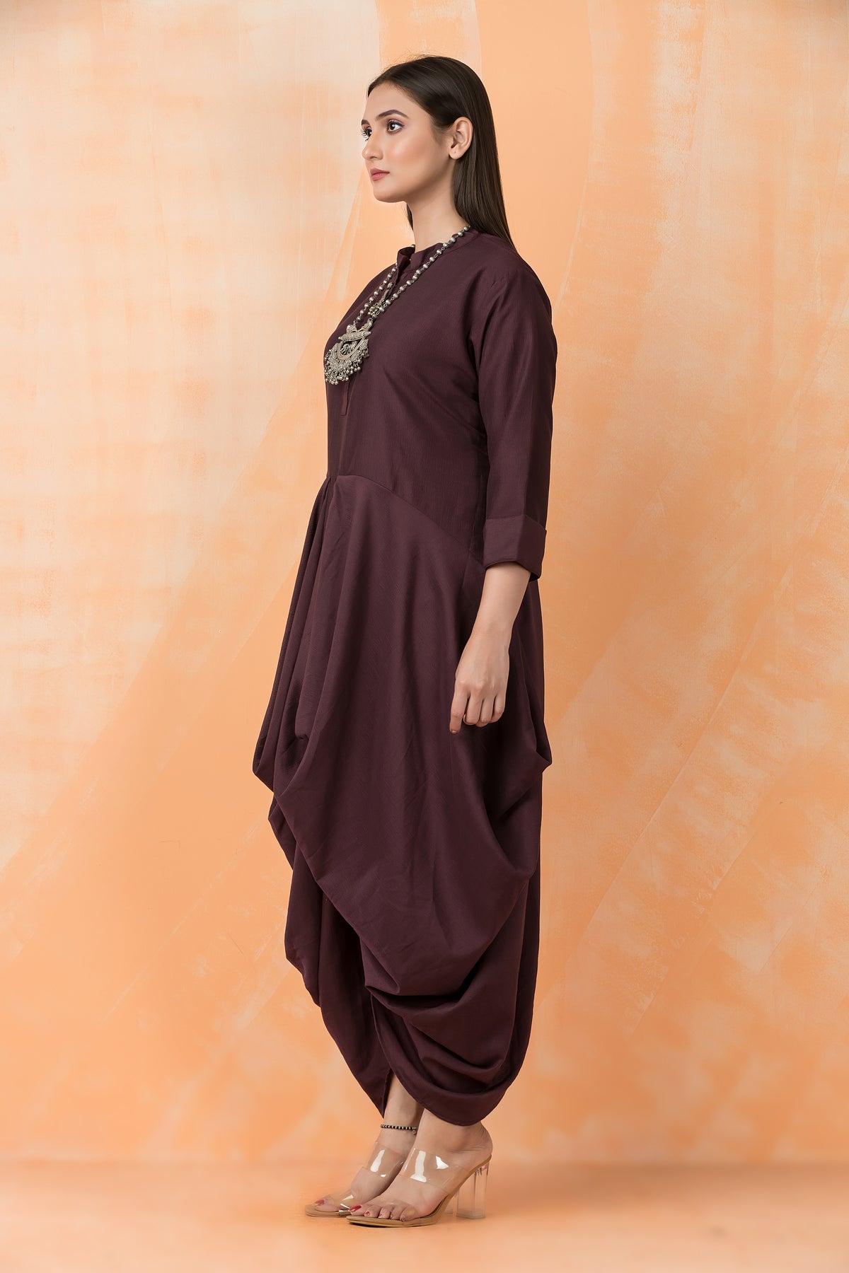 Cotton Gown with Neckpiece