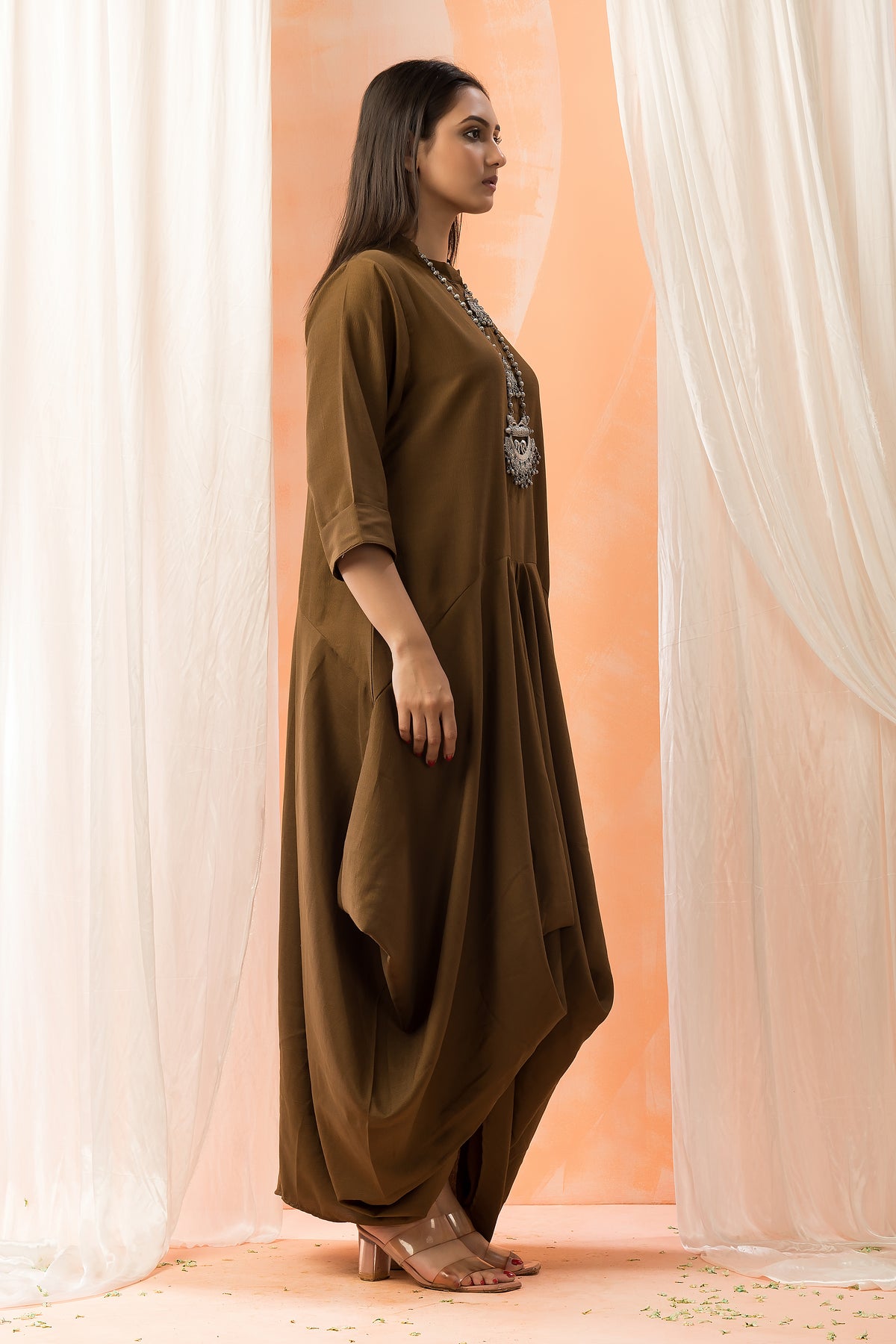 Cotton Gown with Neckpiece