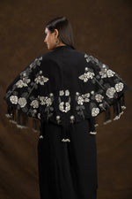 Embroidered Cape Dress