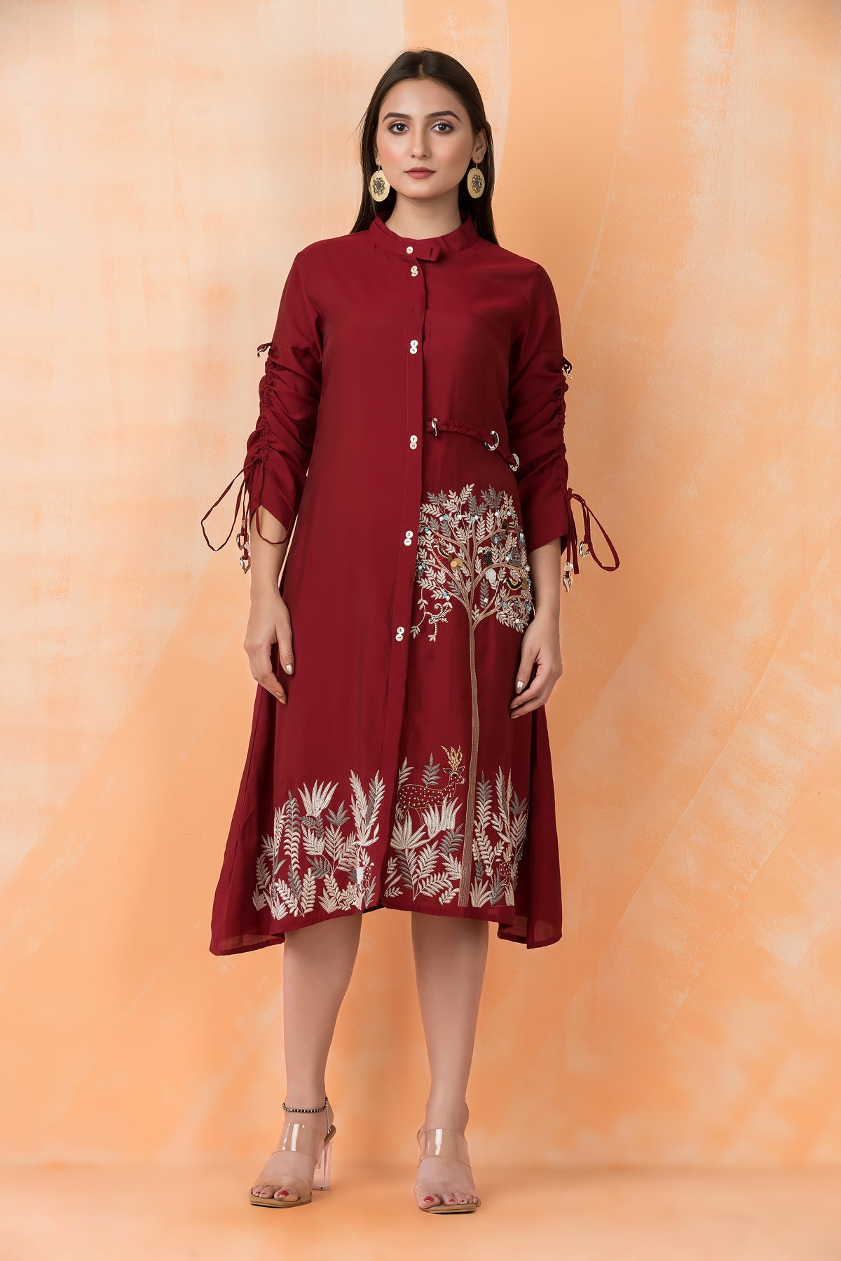 Knee Length Designer Silk Dress