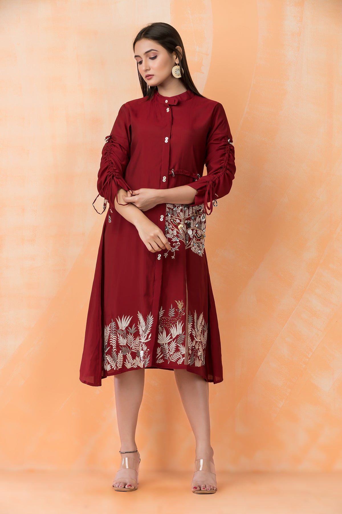 Knee Length Designer Silk Dress