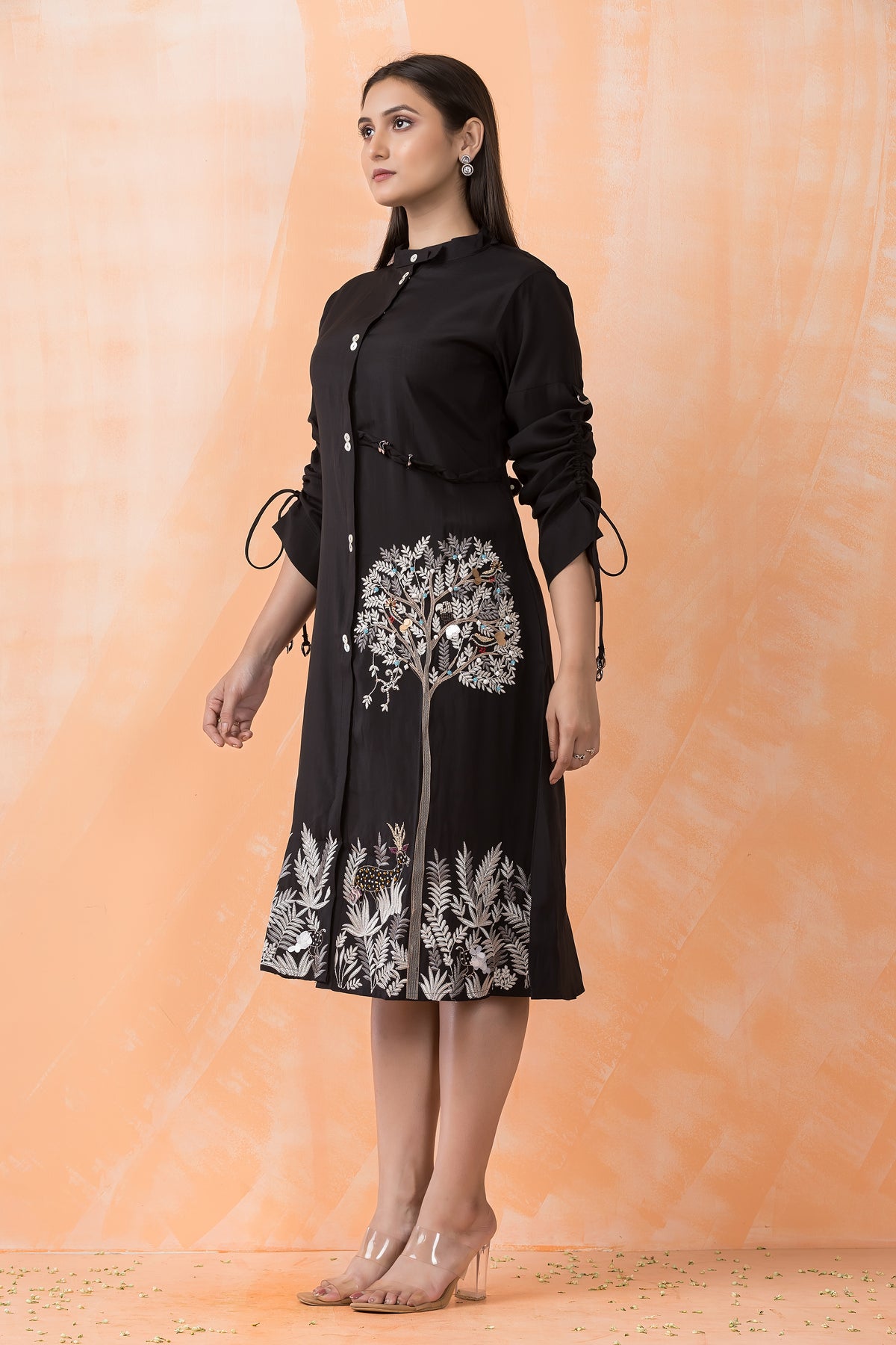 Knee Length Designer Silk Dress