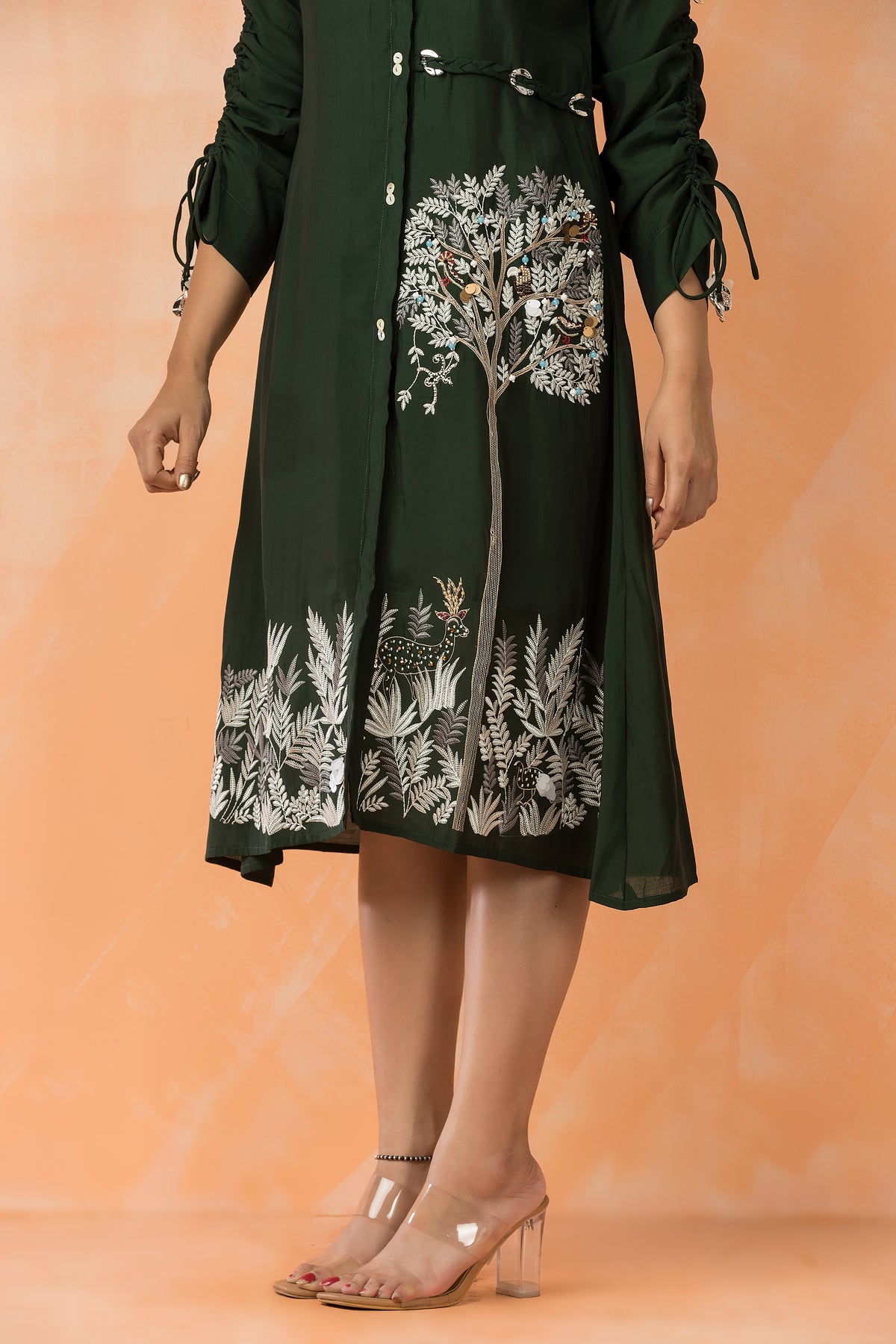 Knee Length Designer Silk Dress