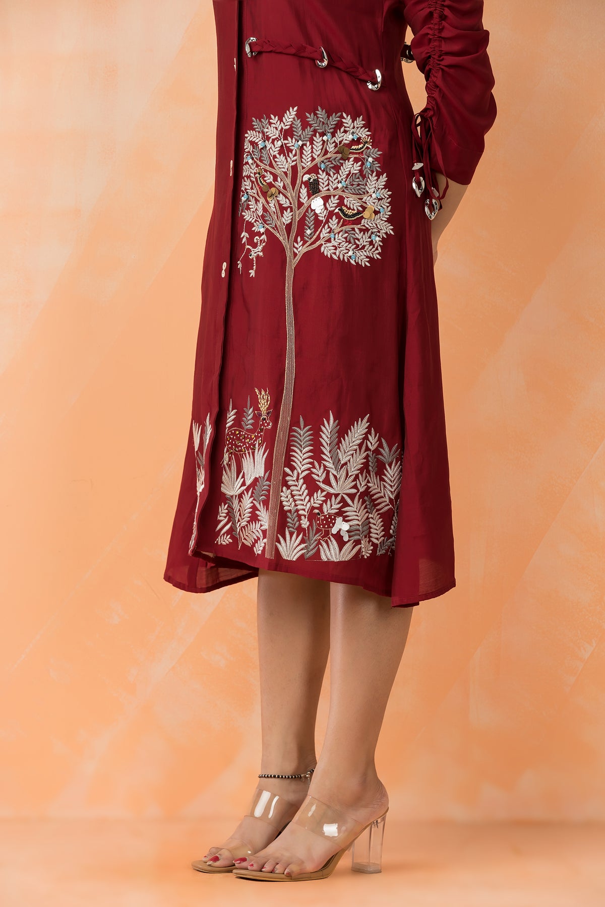 Knee Length Designer Silk Dress