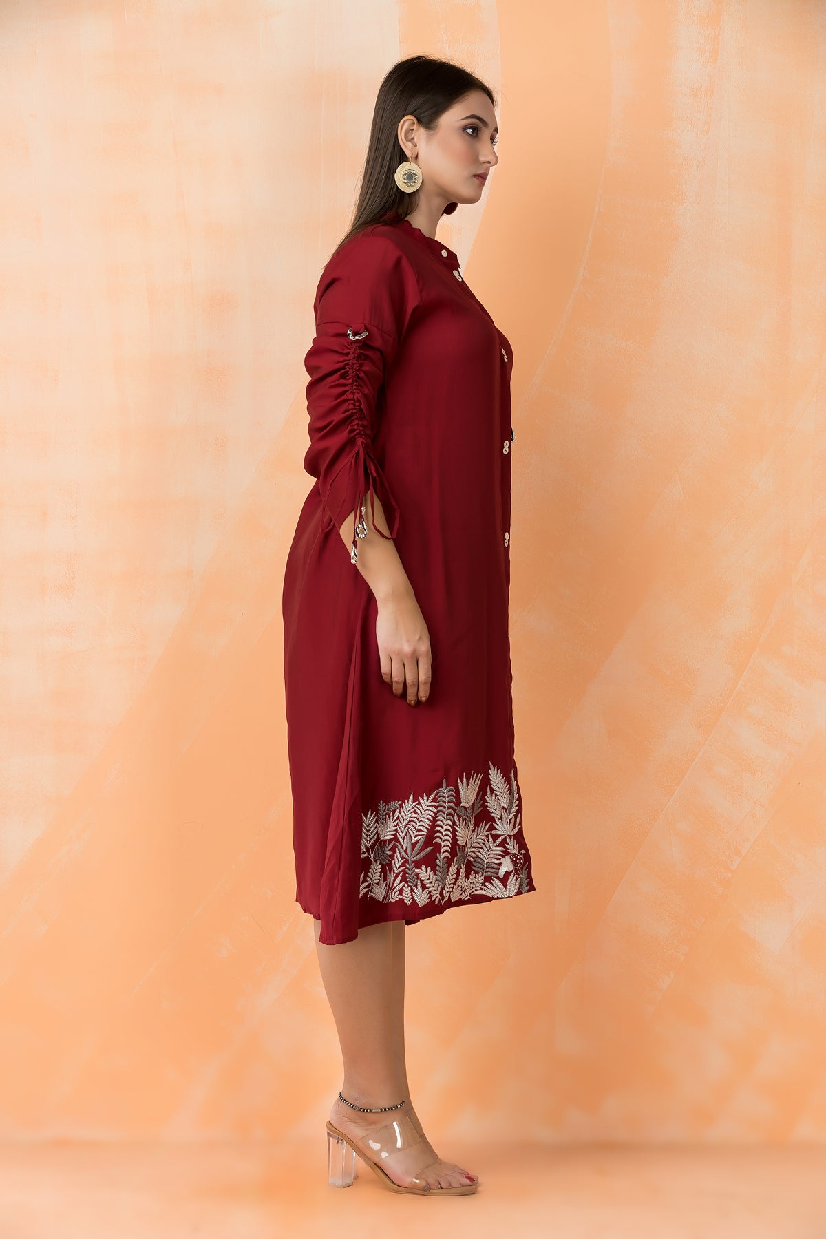 Knee Length Designer Silk Dress