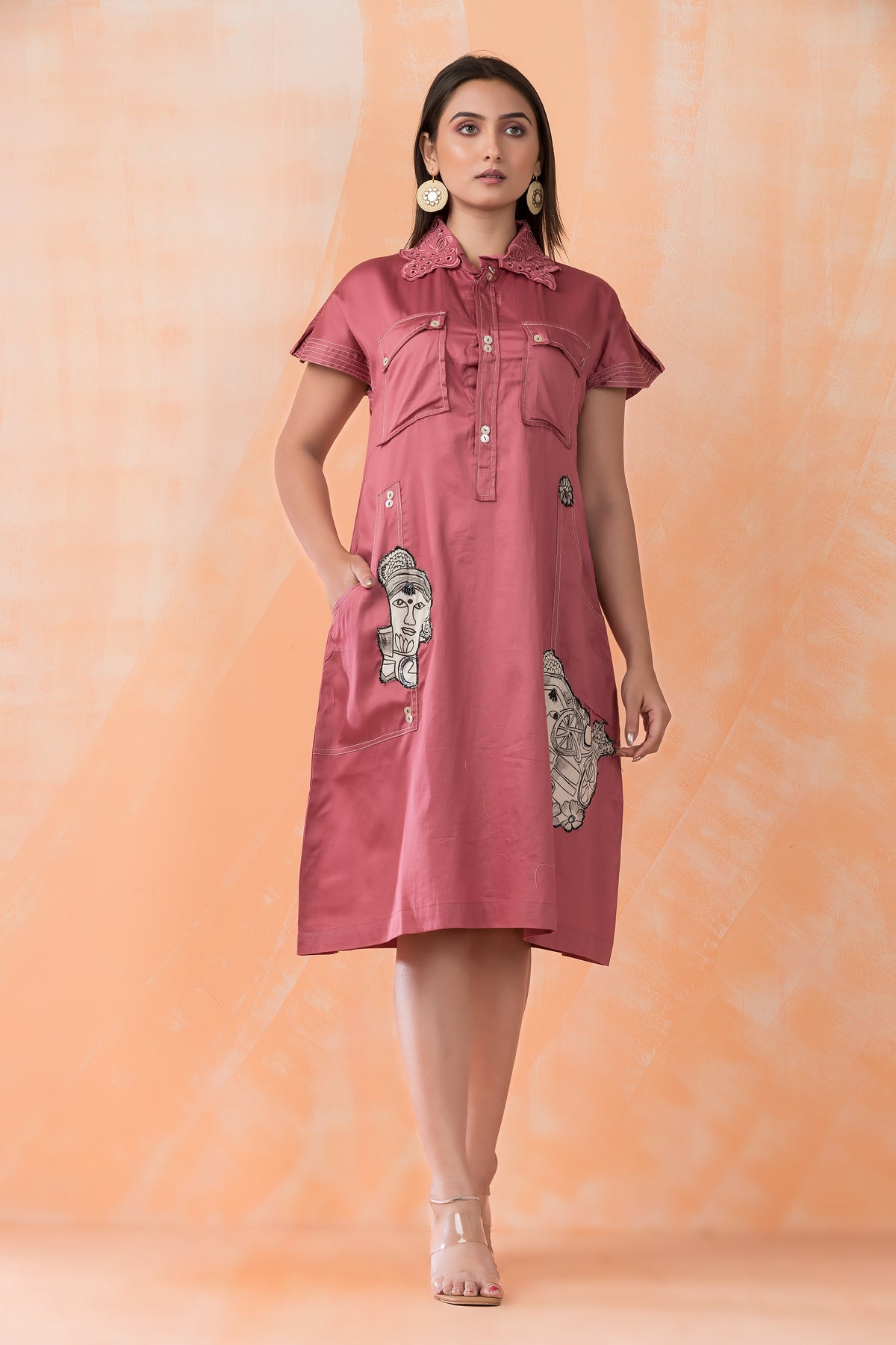 Knee Length Designer Patchwork Dress