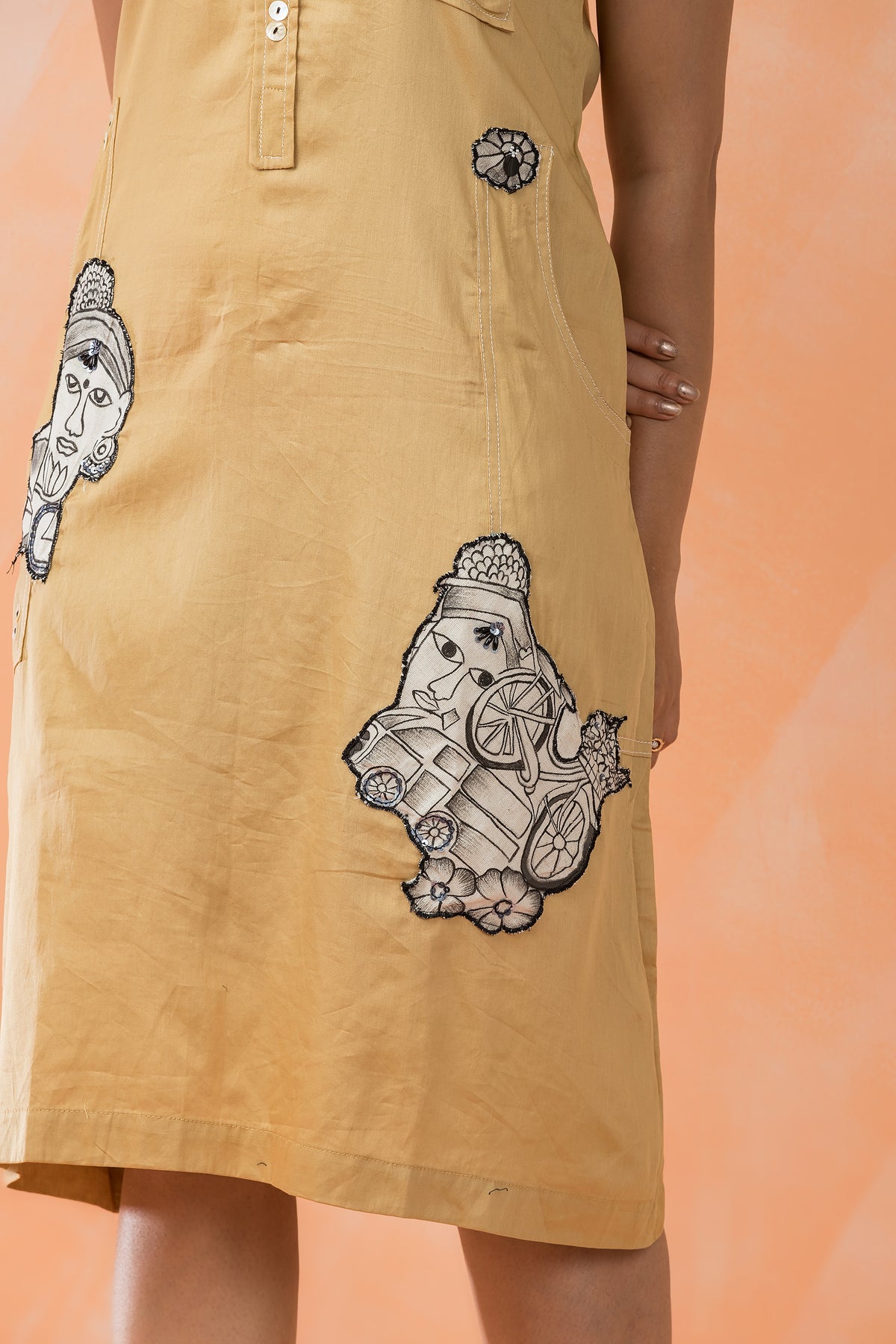 Knee Length Designer Patchwork Dress