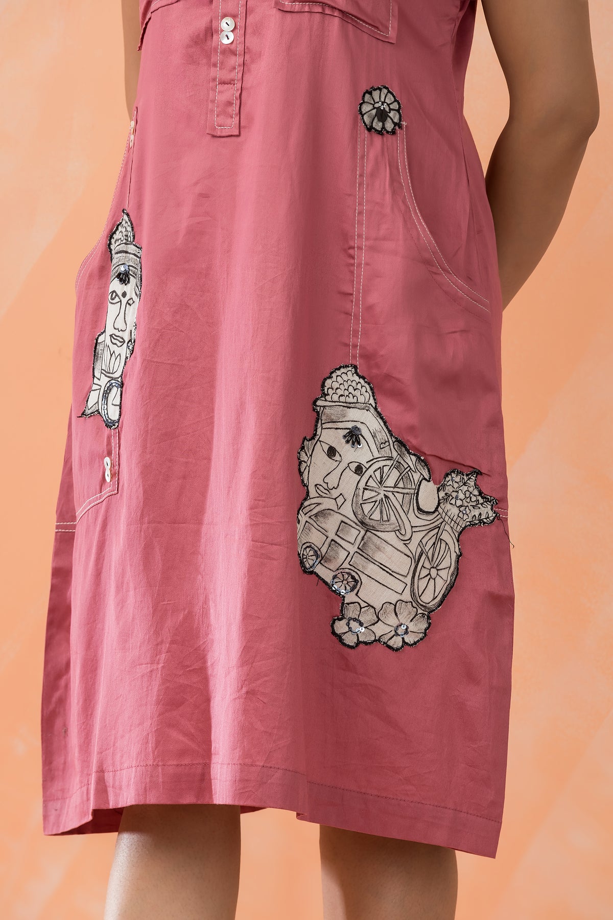 Knee Length Designer Patchwork Dress