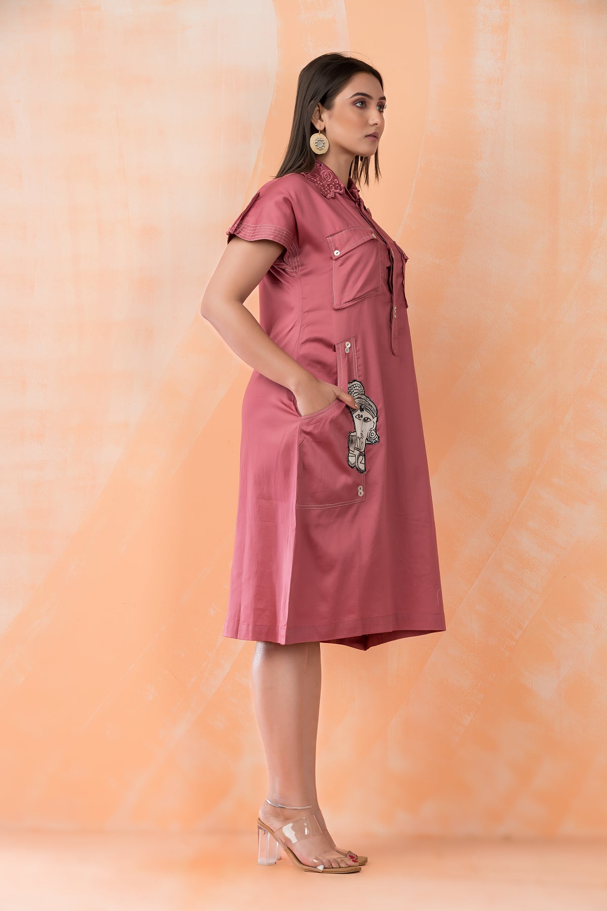 Knee Length Designer Patchwork Dress