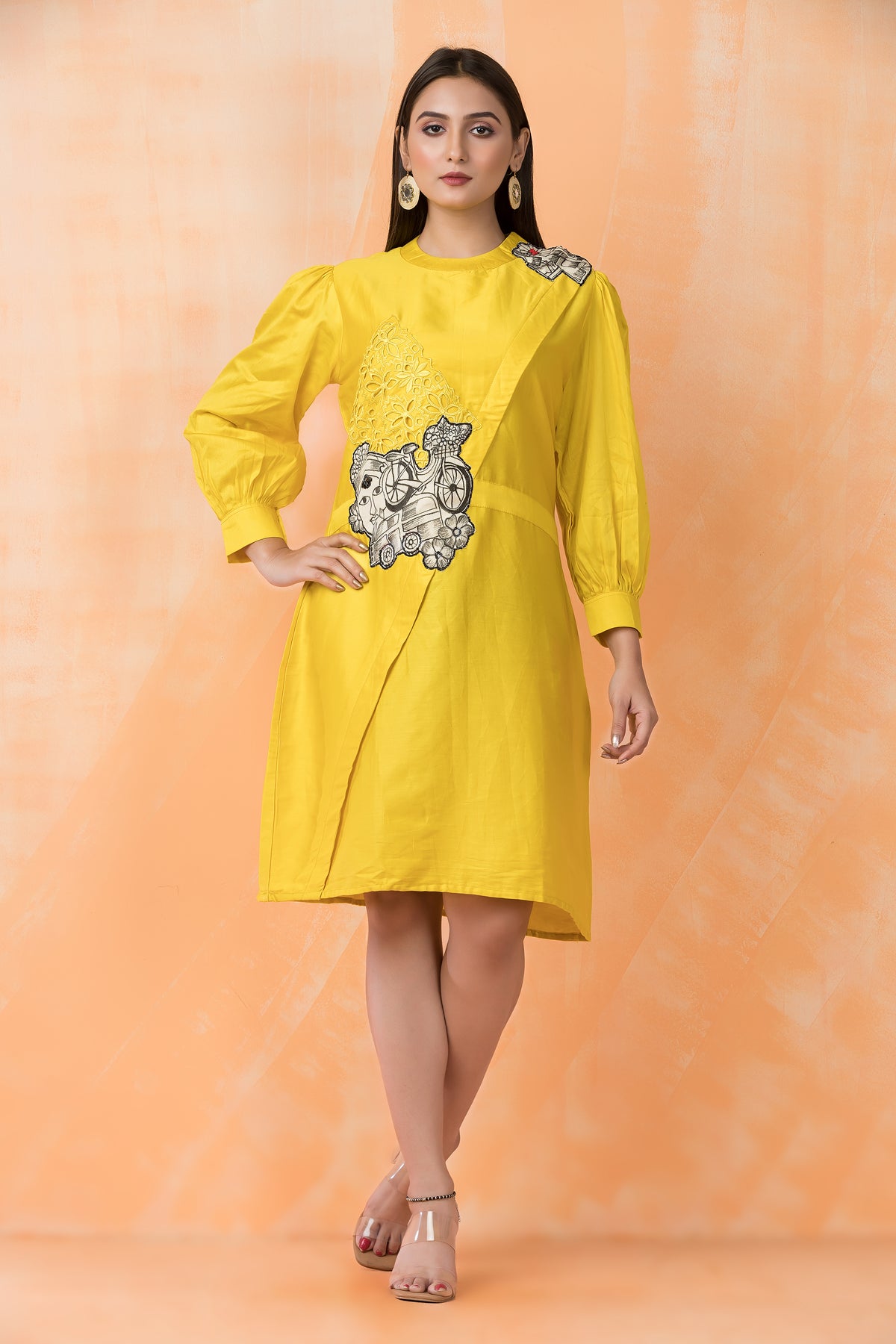 Knee Length Designer Cotton Dress