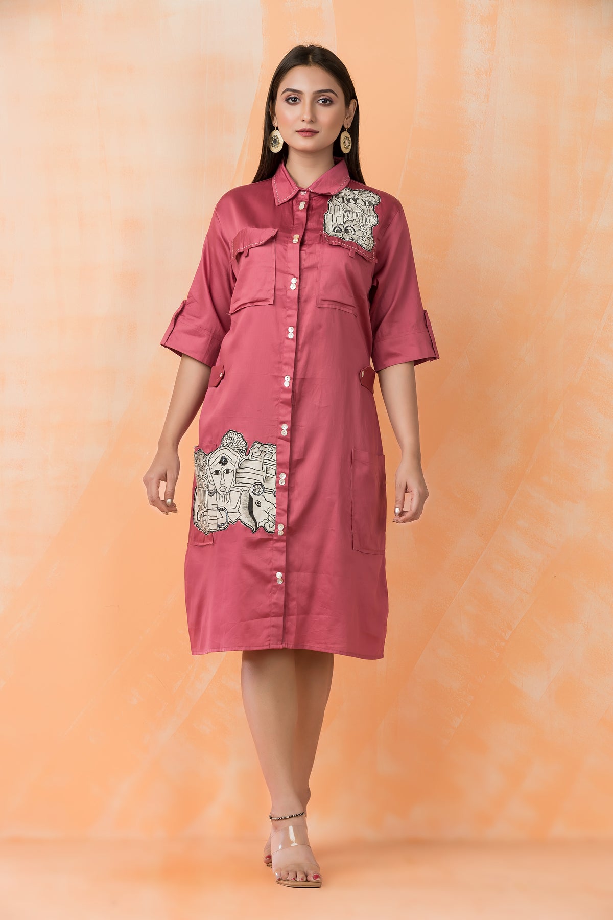 Knee Length Designer Cotton Dress