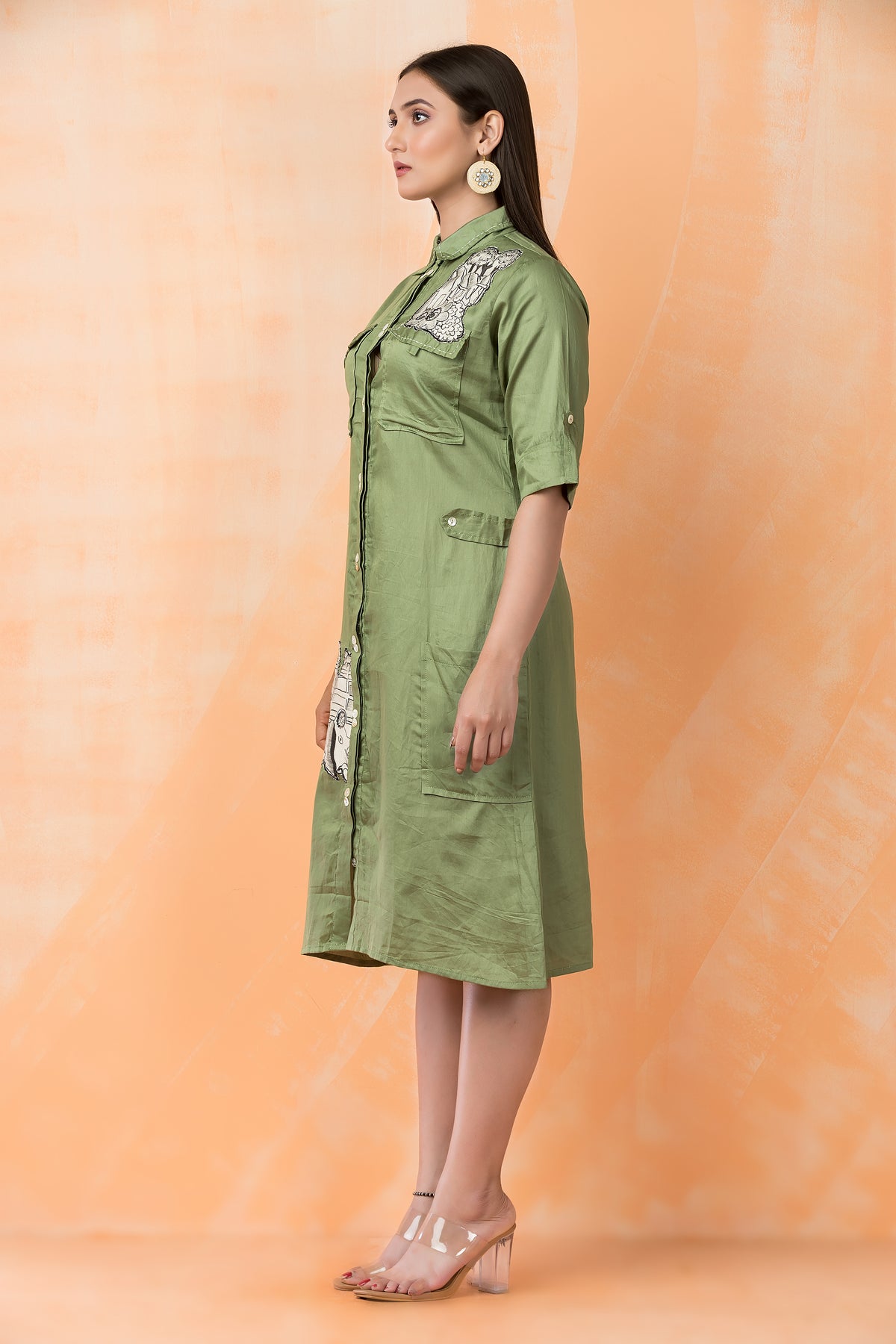 Knee Length Designer Cotton Dress