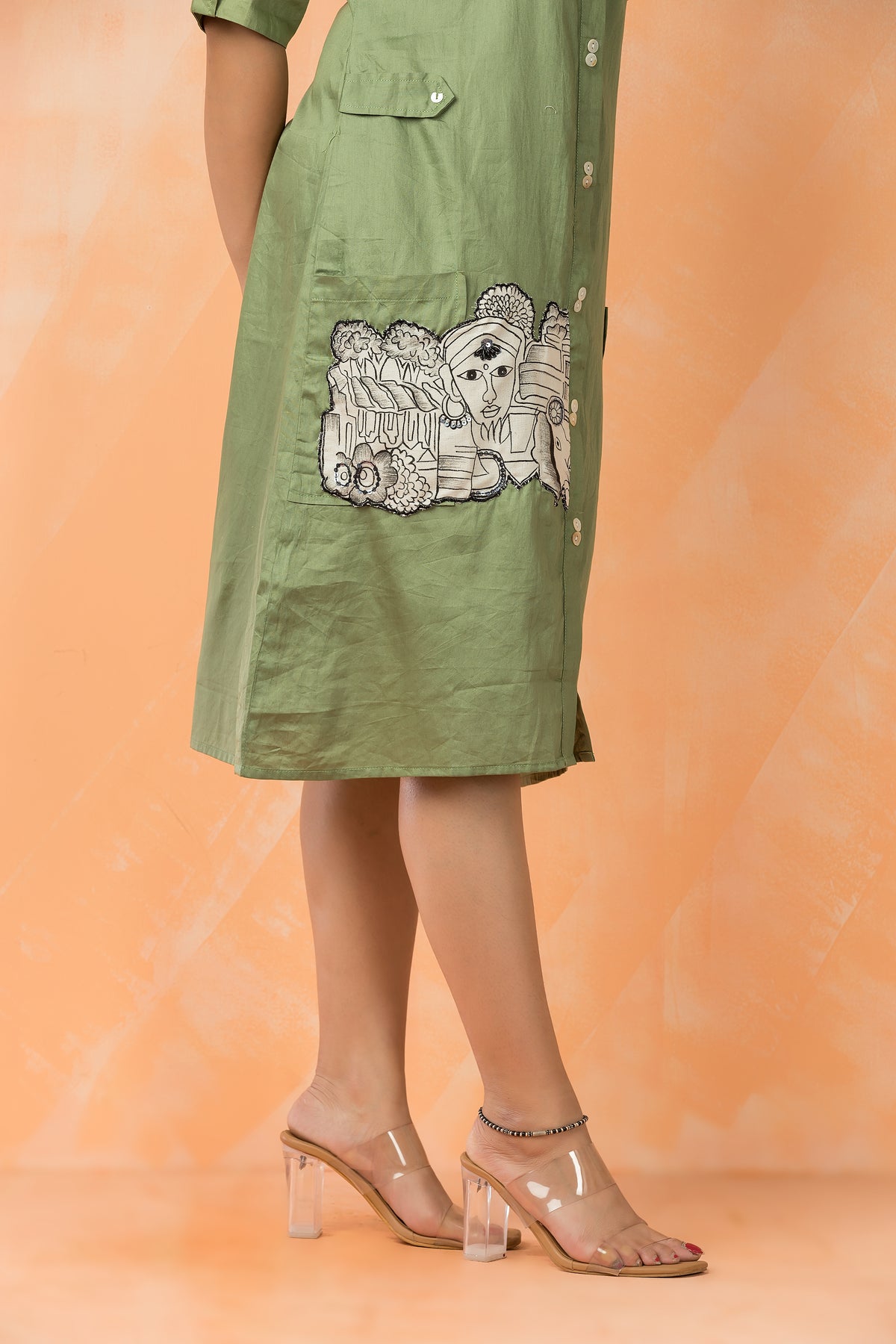 Knee Length Designer Cotton Dress