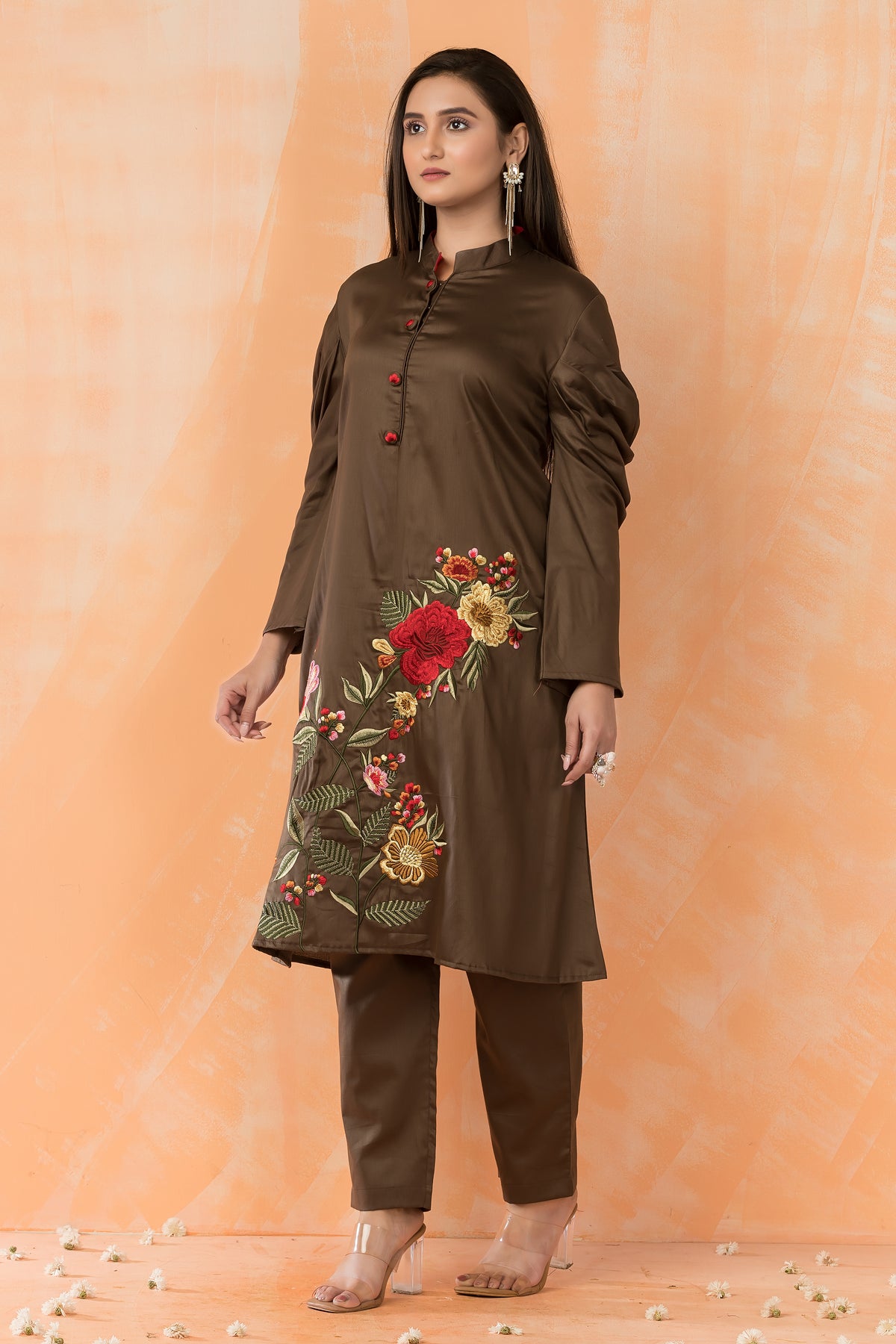 Embroidered Cotton Kurti-Pant Set