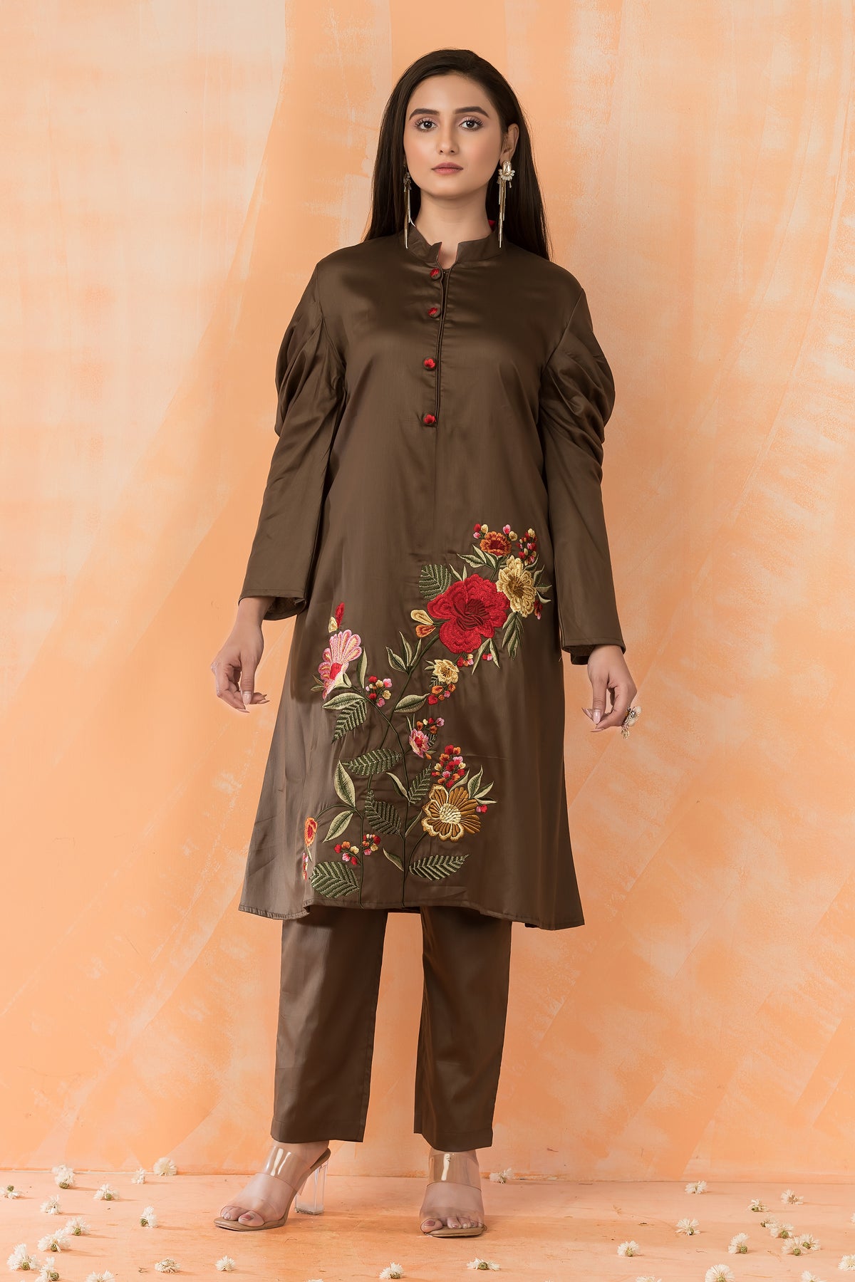Embroidered Cotton Kurti-Pant Set