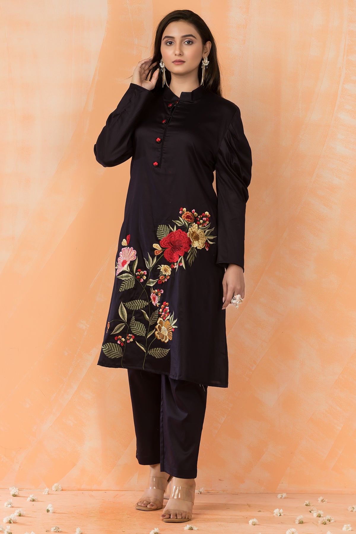 Embroidered Cotton Kurti-Pant Set