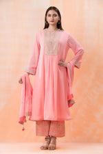 Heavy Yoke Embroidery Kurti Pant Dupatta Set