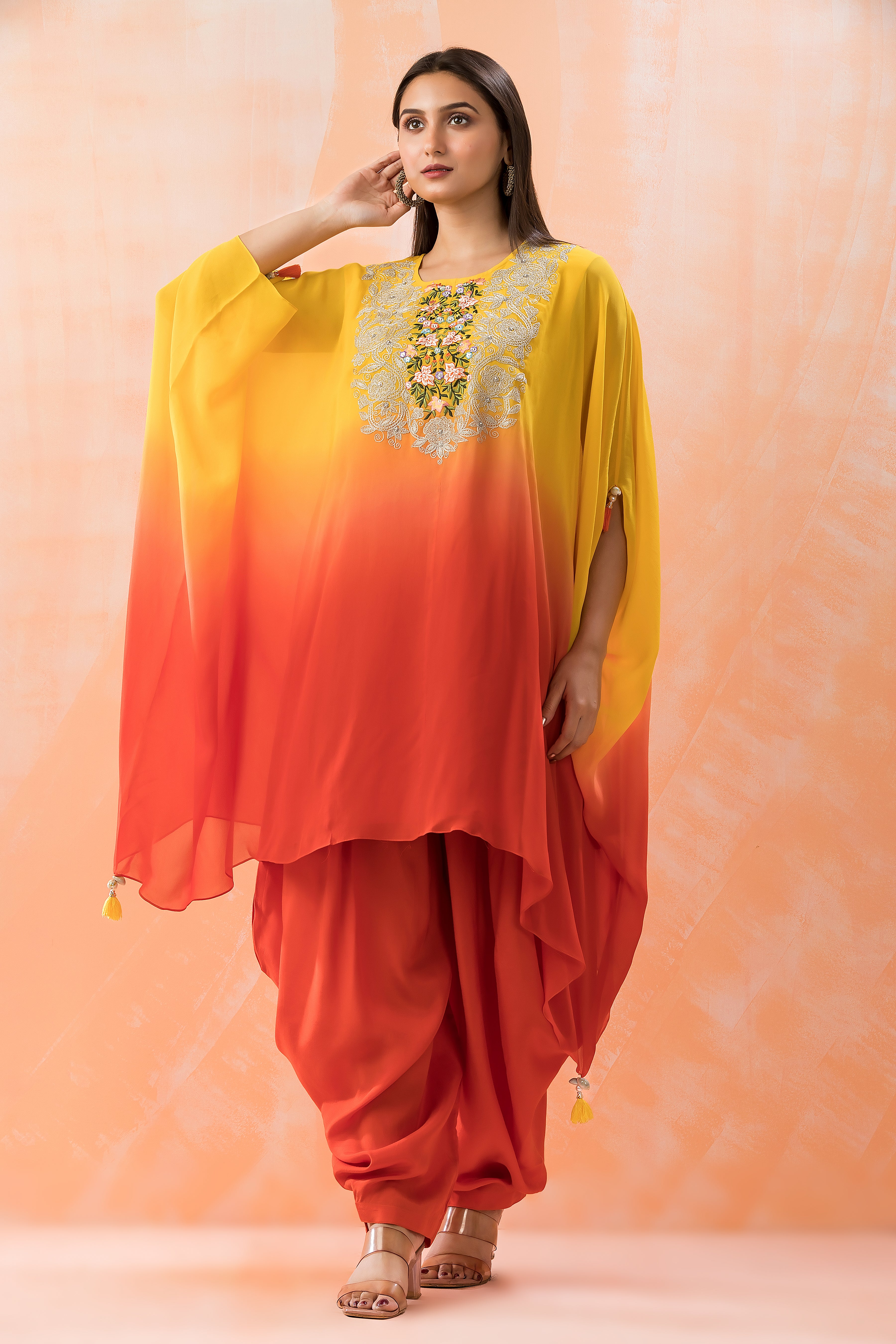 Designer Muslin Dress with Yoke Embroidery– Sacred Suta