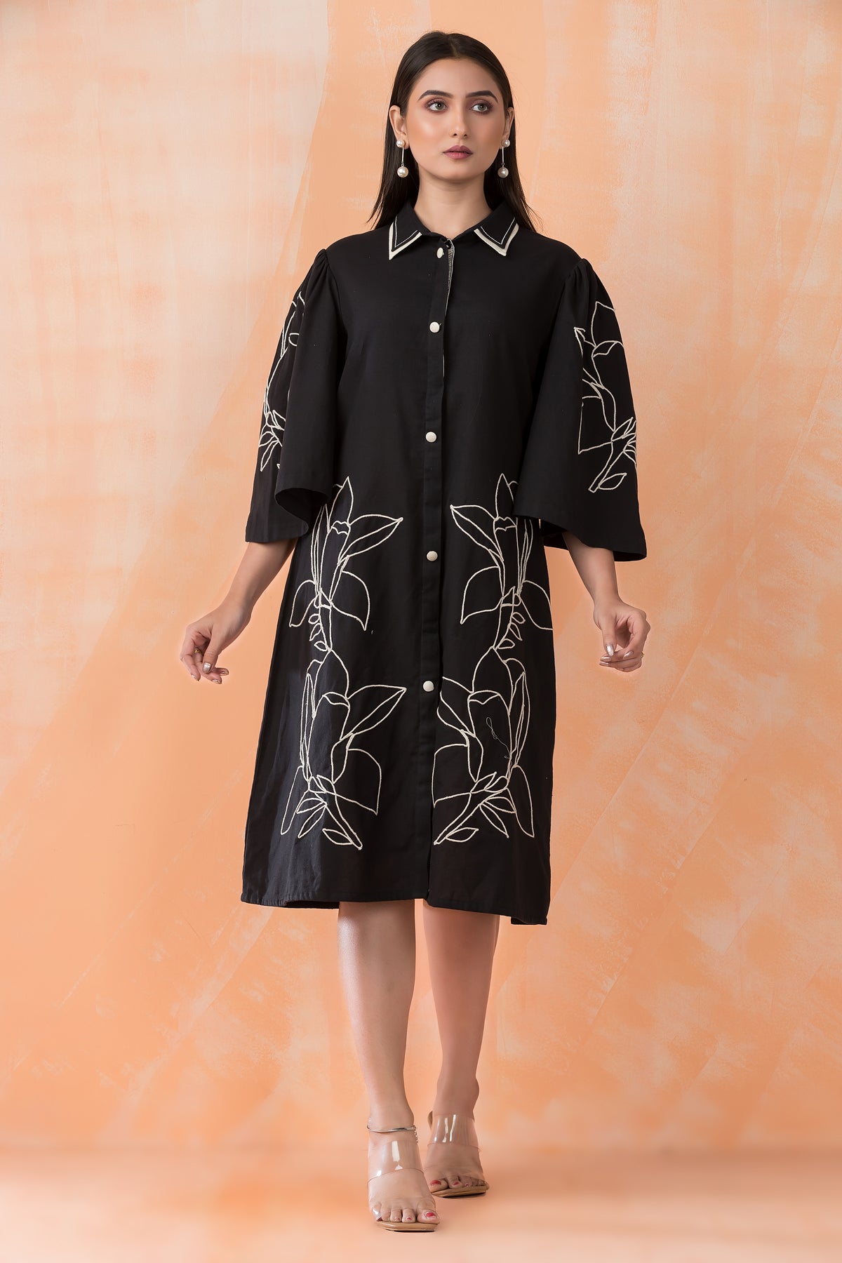 Knee Length Designer Cotton Dress