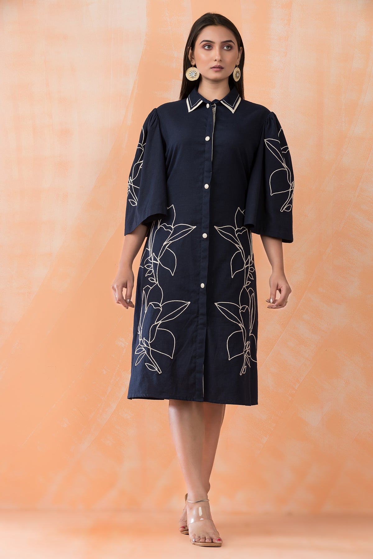 Knee Length Designer Cotton Dress