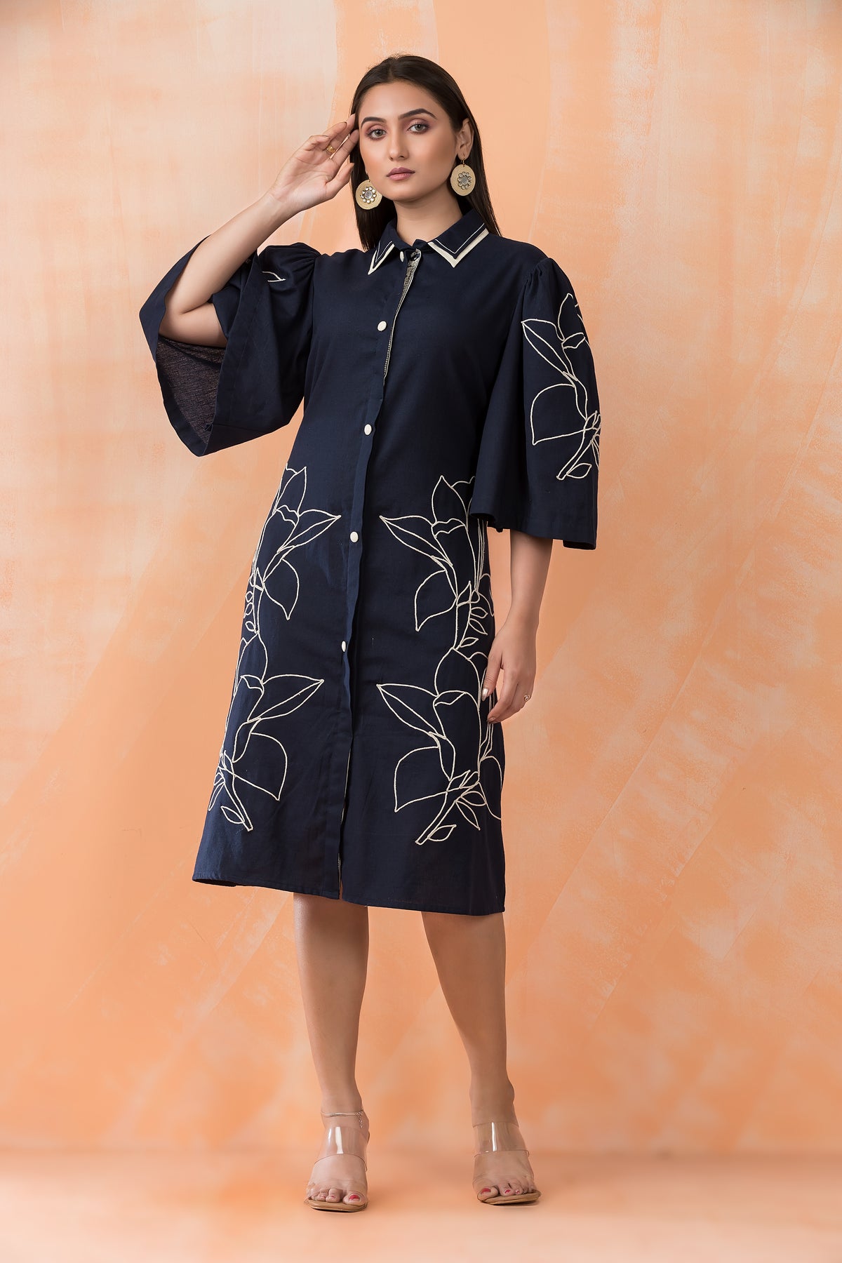 Knee Length Designer Cotton Dress